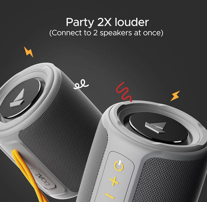 Boat Stone 352/358 Bluetooth Speaker with 10W RMS Stereo Sound, IPX7 Water Resistance, TWS Feature, Up to 12H Total Playtime, Multi-Compatibility Modes, Free Music Streaming on JioSaavn(Groovy Grey)