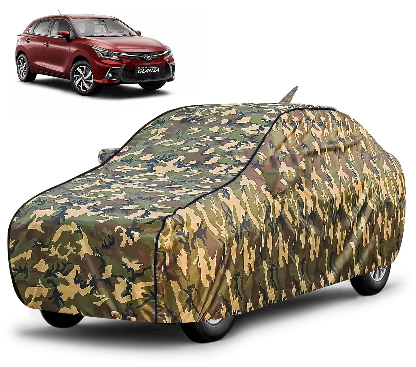FABTEC Waterproof Premium Car Cover for Maruti Brezza Super Waterproof Car Body Cover Heavy Duty Durable PEVA Grey with Red Piping