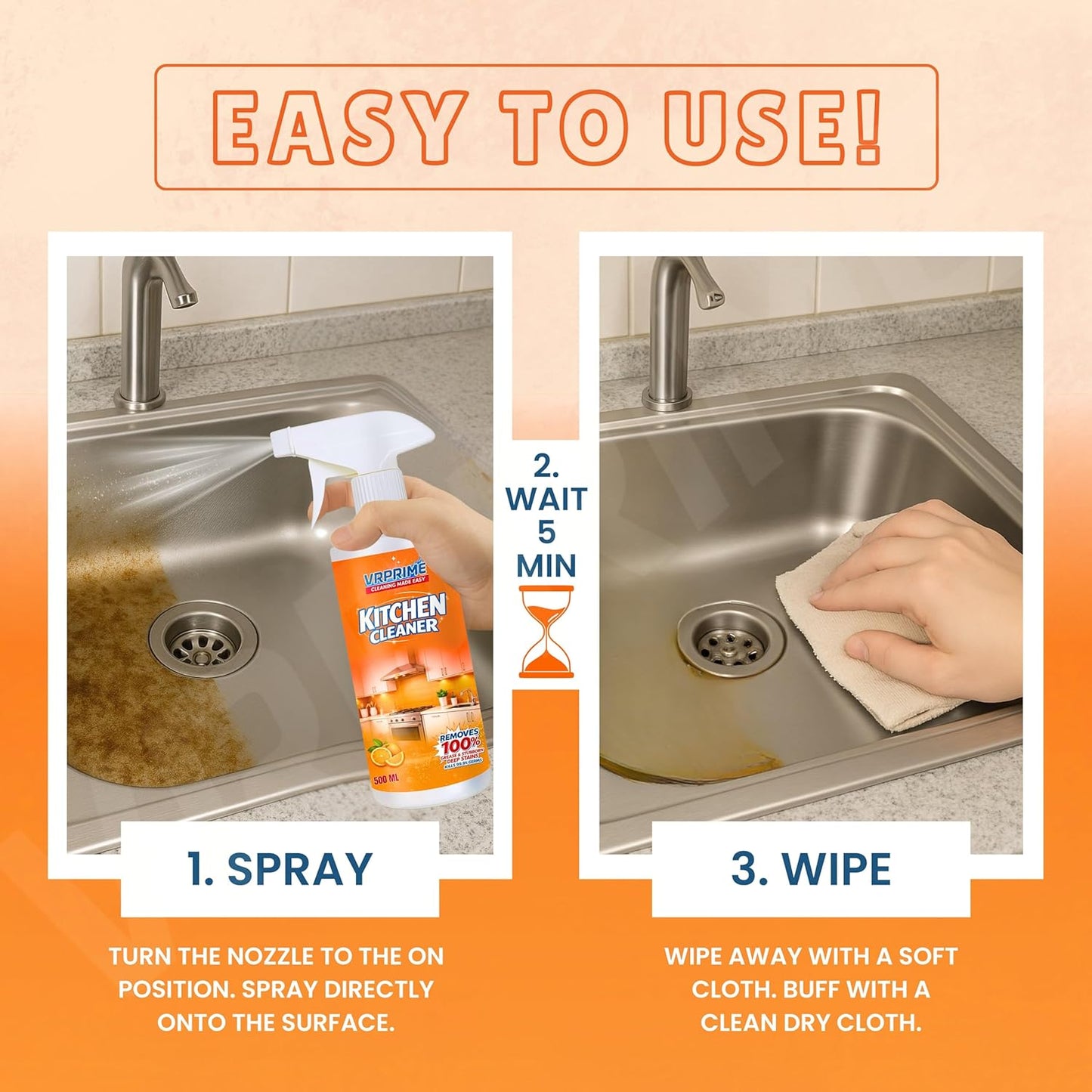 Kitchen Cleaning Spray | Chimney Oven Gas Stove Sink Oil Stain Remover All Purpose Foam Degreaser Spray | Cleaner Spray (PACK OF 1)