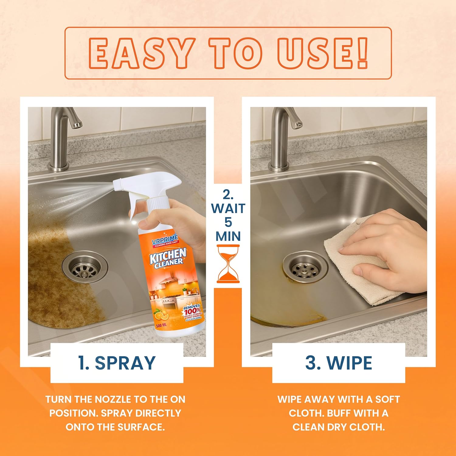 Kitchen Cleaning Spray | Chimney Oven Gas Stove Sink Oil Stain Remover All Purpose Foam Degreaser Spray | Cleaner Spray (PACK OF 1)