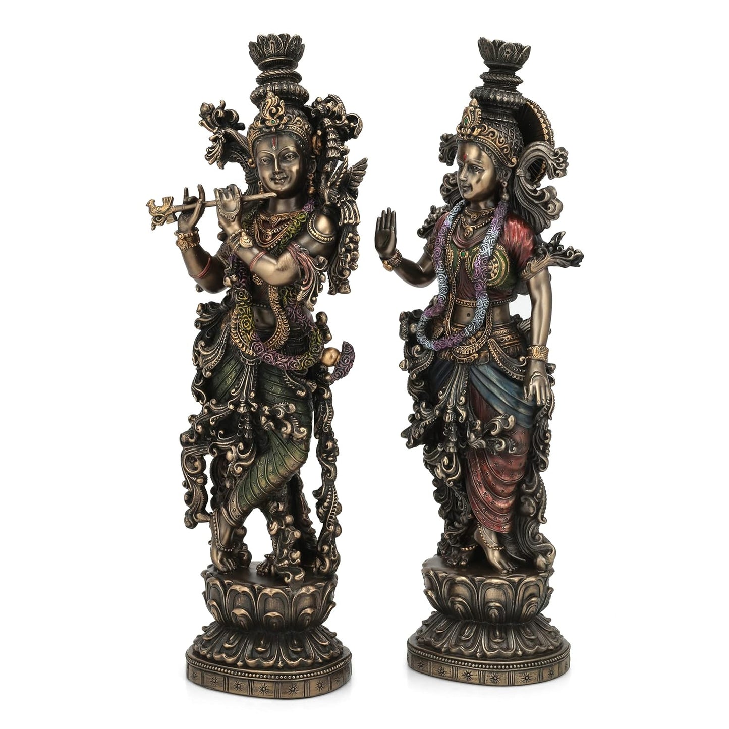 Collectible India 38 Cm Large Radha Krishna Idol Hindu Religious Idol Radha Krishan Statue Figurine Showpiece-Bronze Color(Size 14 x 5 Inches).