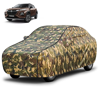 FABTEC Waterproof Premium Car Cover for Maruti Brezza Super Waterproof Car Body Cover Heavy Duty Durable PEVA Grey with Red Piping