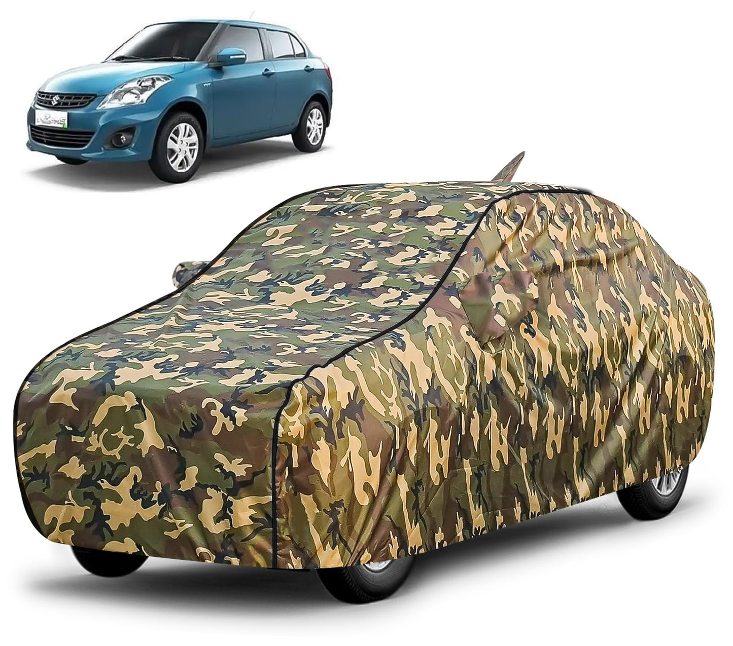 FABTEC Waterproof Premium Car Cover for Maruti Brezza Super Waterproof Car Body Cover Heavy Duty Durable PEVA Grey with Red Piping