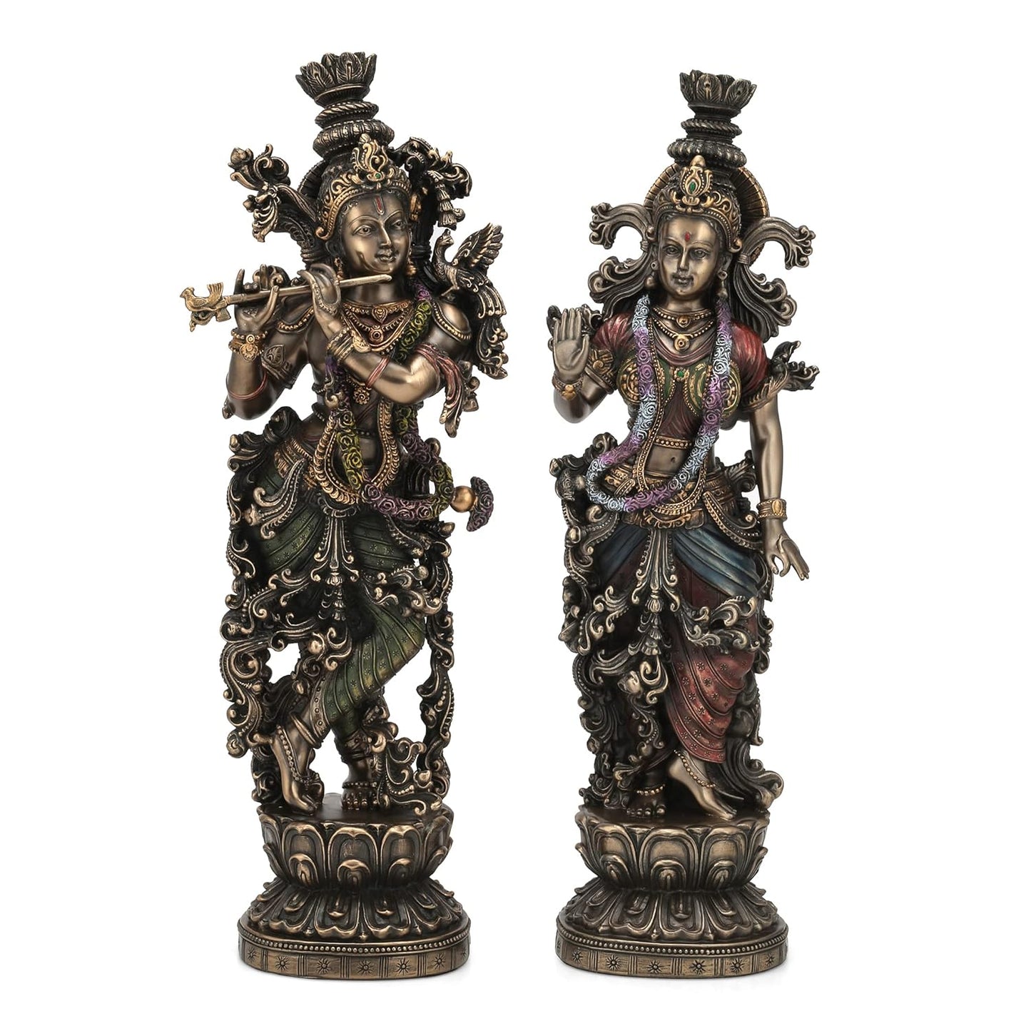 Collectible India 38 Cm Large Radha Krishna Idol Hindu Religious Idol Radha Krishan Statue Figurine Showpiece-Bronze Color(Size 14 x 5 Inches).
