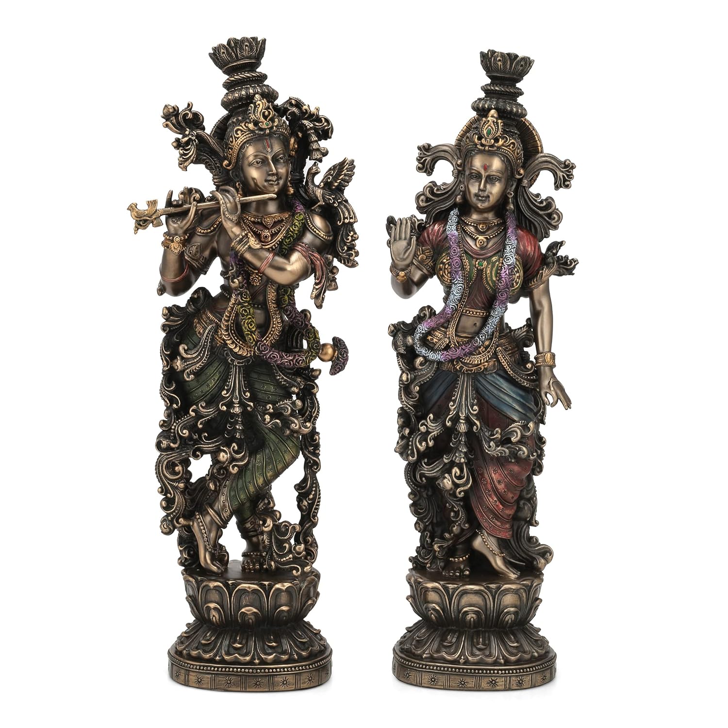 Collectible India 38 Cm Large Radha Krishna Idol Hindu Religious Idol Radha Krishan Statue Figurine Showpiece-Bronze Color(Size 14 x 5 Inches).