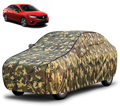 FABTEC Waterproof Premium Car Cover for Maruti Brezza Super Waterproof Car Body Cover Heavy Duty Durable PEVA Grey with Red Piping
