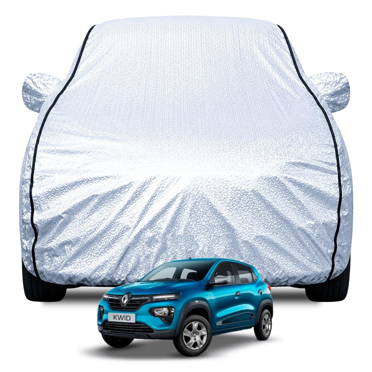 FABTEC Waterproof Premium Car Cover for Maruti Brezza Super Waterproof Car Body Cover Heavy Duty Durable PEVA Grey with Red Piping