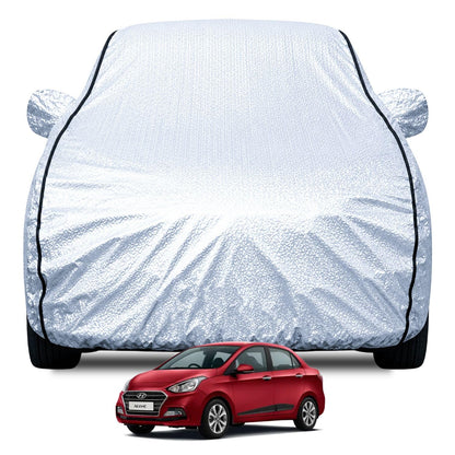 FABTEC Waterproof Premium Car Cover for Maruti Brezza Super Waterproof Car Body Cover Heavy Duty Durable PEVA Grey with Red Piping