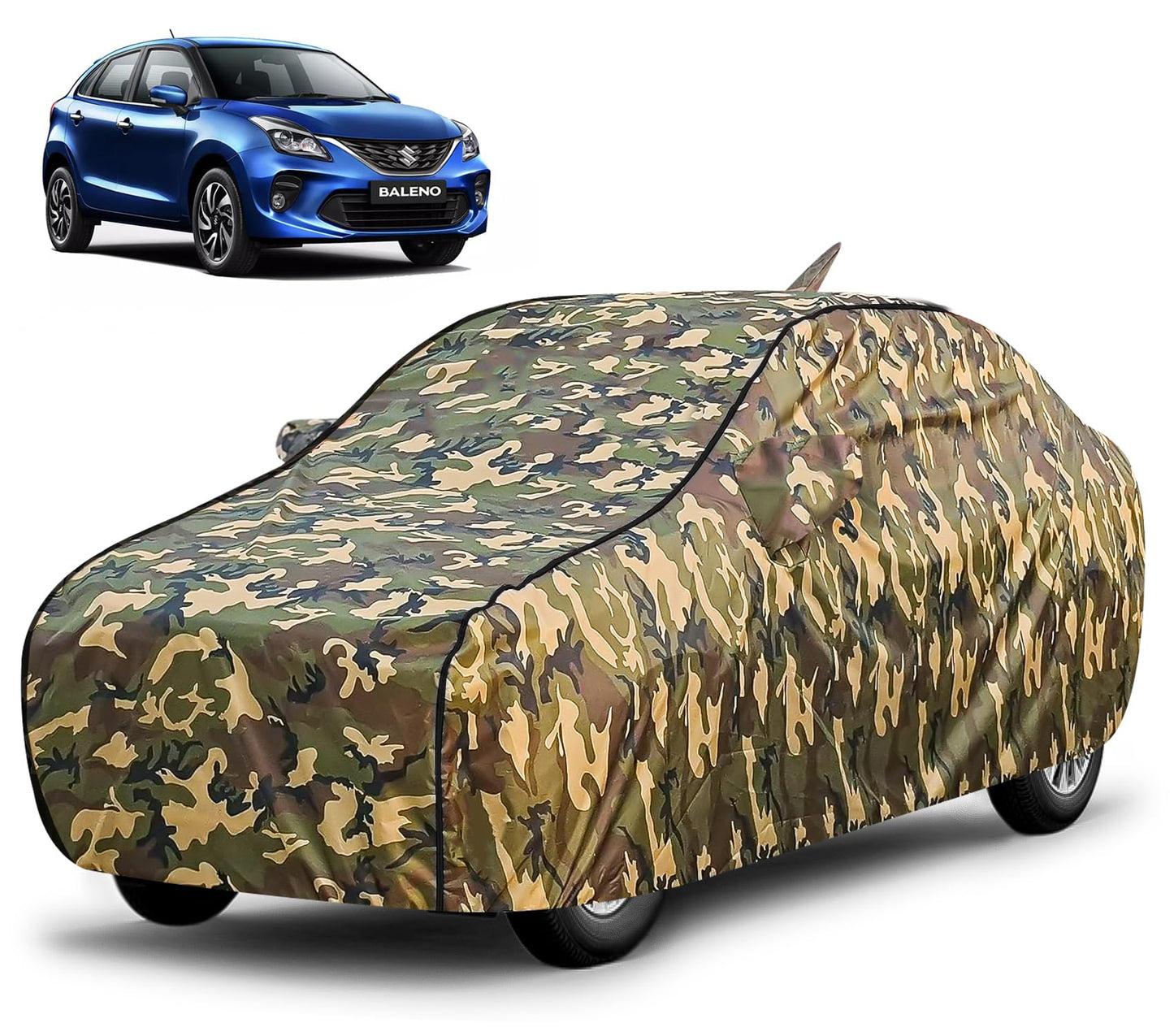 FABTEC Waterproof Premium Car Cover for Maruti Brezza Super Waterproof Car Body Cover Heavy Duty Durable PEVA Grey with Red Piping