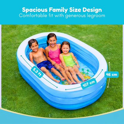 Toy Imagine 6.5 ft Inflatable Family Swimming Pool for Kids & Adults | Rectangular Pool with Electric Pump | Thick PVC | Multi-Use: Pool, Ball Pit, Bathtub & More