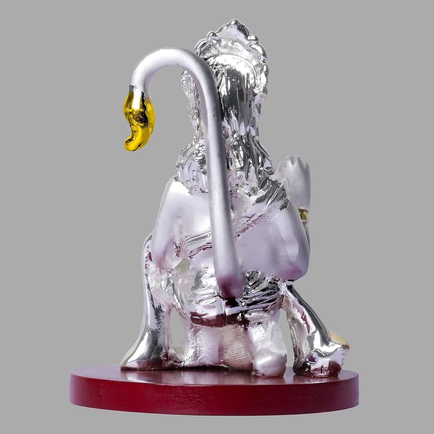 999 Silver Plated Lord Hanuman Ji Idol for Car Dashboard, Home Decor Showpiece, Puja|Religious Statue for Peace and Prosperity|Luxury Sculptures for Table Decor, Gift, Festival 6cmx6cmx9cm
