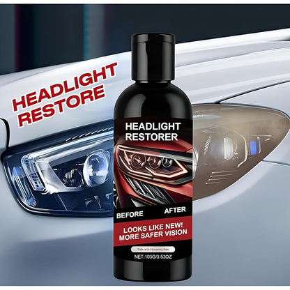 Headlight Cleaner & Restorer Liquid Polish (Pack of 3 | Each 100ml) for Car Headlamp Repair, Anti-Yellowing Oxidation Remover, Restores Transparency & Brightness, Easy DIY Headlight Repair Solution