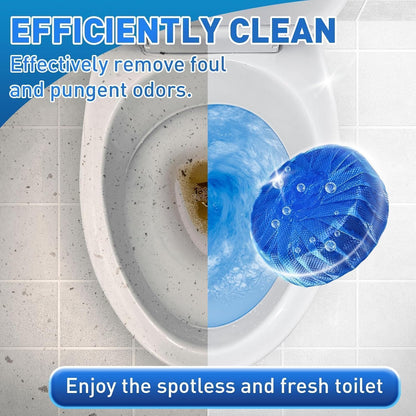 Automatic Flush Toilet Bowl Cleaner Tablets, Bathroom Toilet Tank Cleaner, Powerful Cleaning Ball Blue Deep Clean Bubbles, Mild Lemon Scent (10)