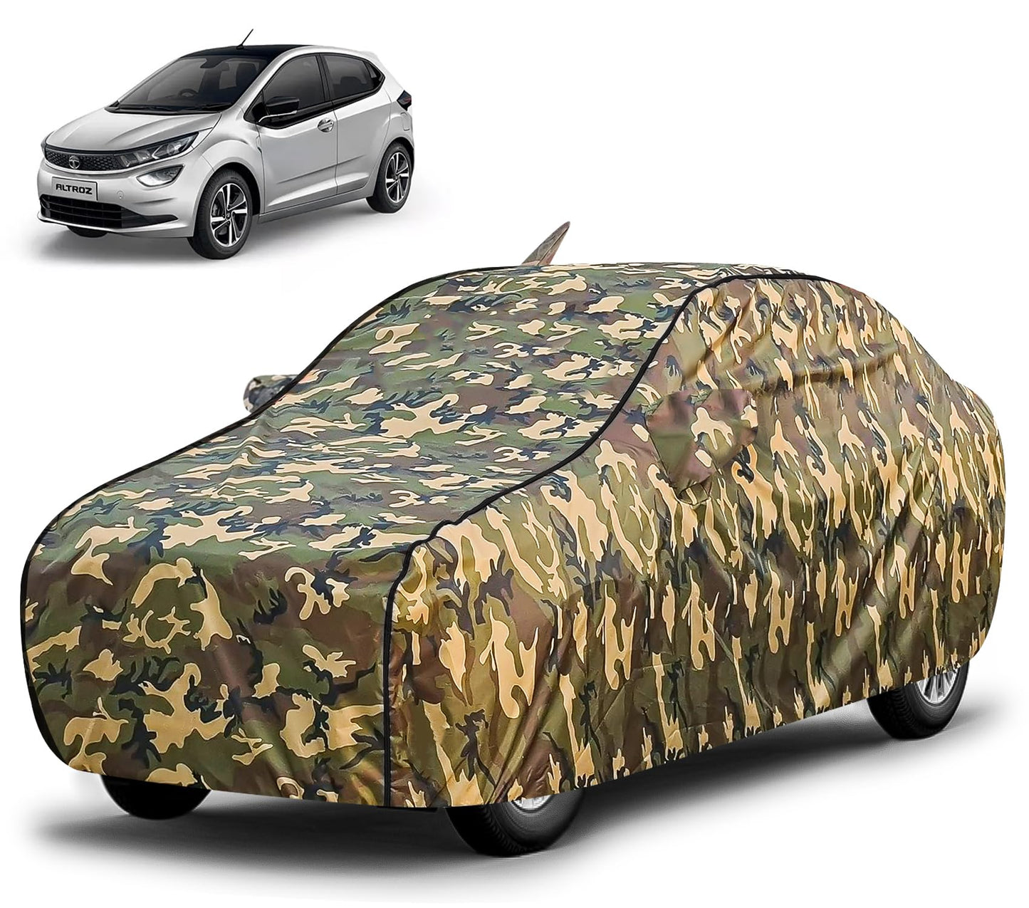 FABTEC Waterproof Premium Car Cover for Maruti Brezza Super Waterproof Car Body Cover Heavy Duty Durable PEVA Grey with Red Piping
