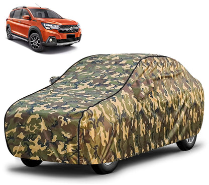 FABTEC Waterproof Premium Car Cover for Maruti Brezza Super Waterproof Car Body Cover Heavy Duty Durable PEVA Grey with Red Piping