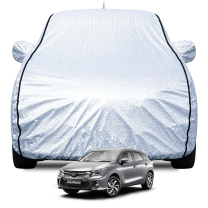 FABTEC Waterproof Premium Car Cover for Maruti Brezza Super Waterproof Car Body Cover Heavy Duty Durable PEVA Grey with Red Piping