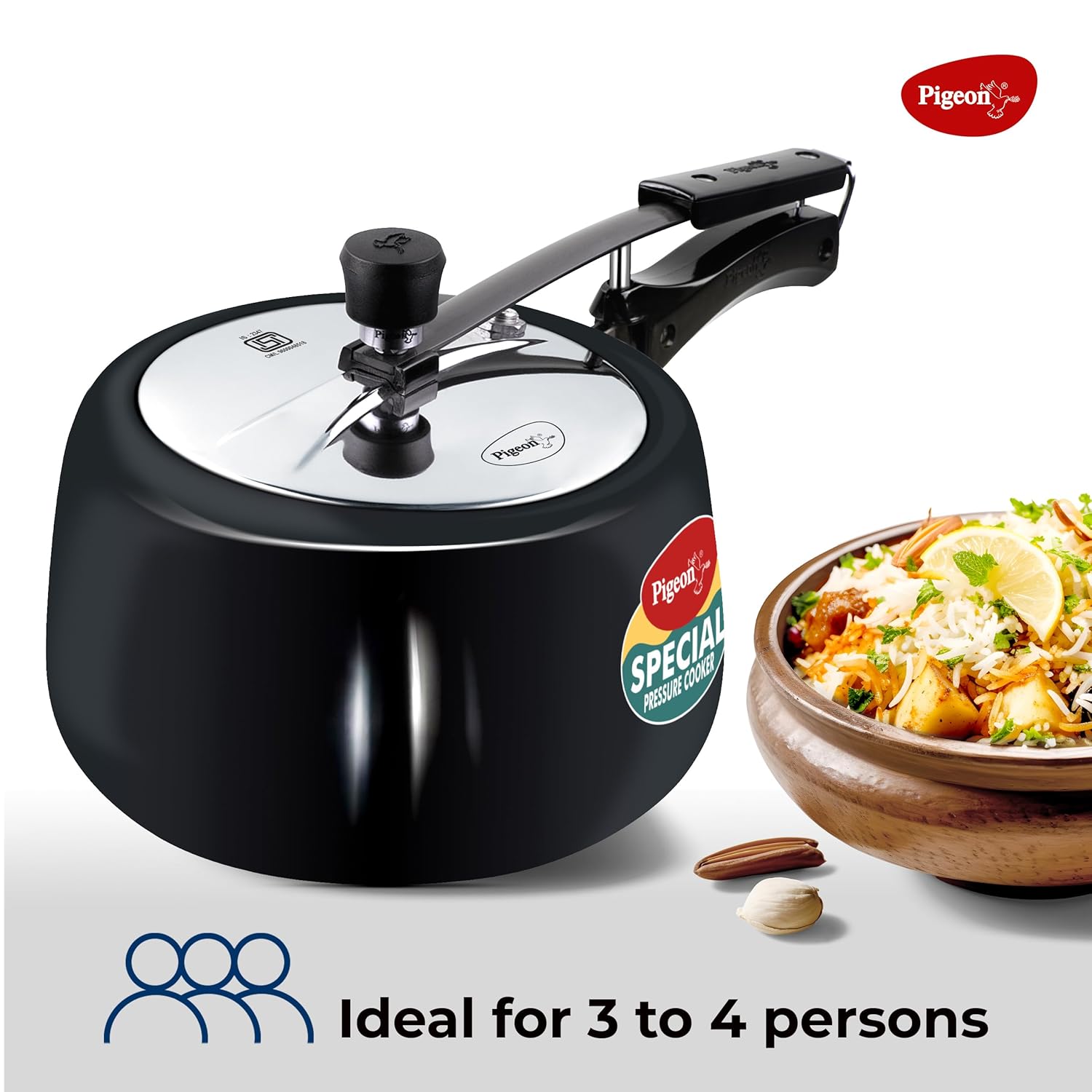 Pigeon by Stovekraft Hard Anodised Aluminium Inner Lid Cooker - 3 Litre with Induction Base, Silver, medium (14547)