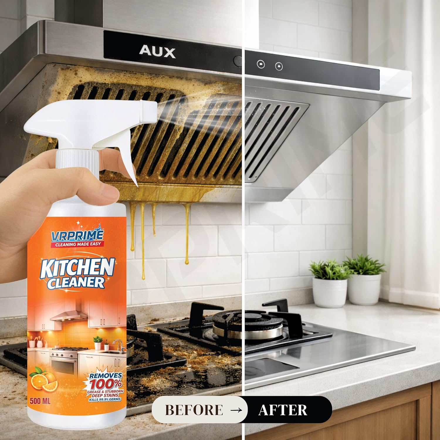 Kitchen Cleaning Spray | Chimney Oven Gas Stove Sink Oil Stain Remover All Purpose Foam Degreaser Spray | Cleaner Spray (PACK OF 1)