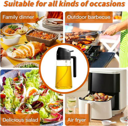 Misamo Enterprise Glass Oil Sprayer and Dispenser Bottle, 500ml Capacity, 2-in-1 Design, Black