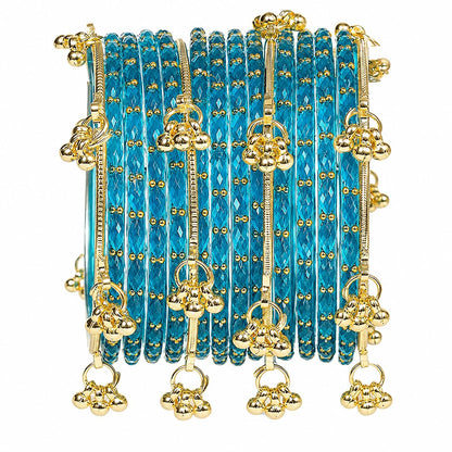 Nakabh Kashmiri Ghangharoo Glass Bangles Set for Women | Light Weight Bangles | Traditional Transparent Fancy Glass Chudi Set for Wedding, Party(Set Of 16)