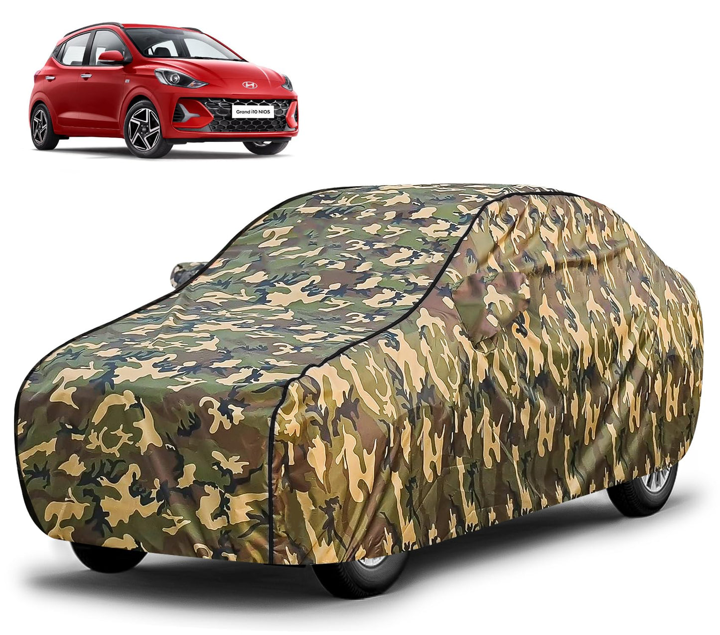 FABTEC Waterproof Premium Car Cover for Maruti Brezza Super Waterproof Car Body Cover Heavy Duty Durable PEVA Grey with Red Piping