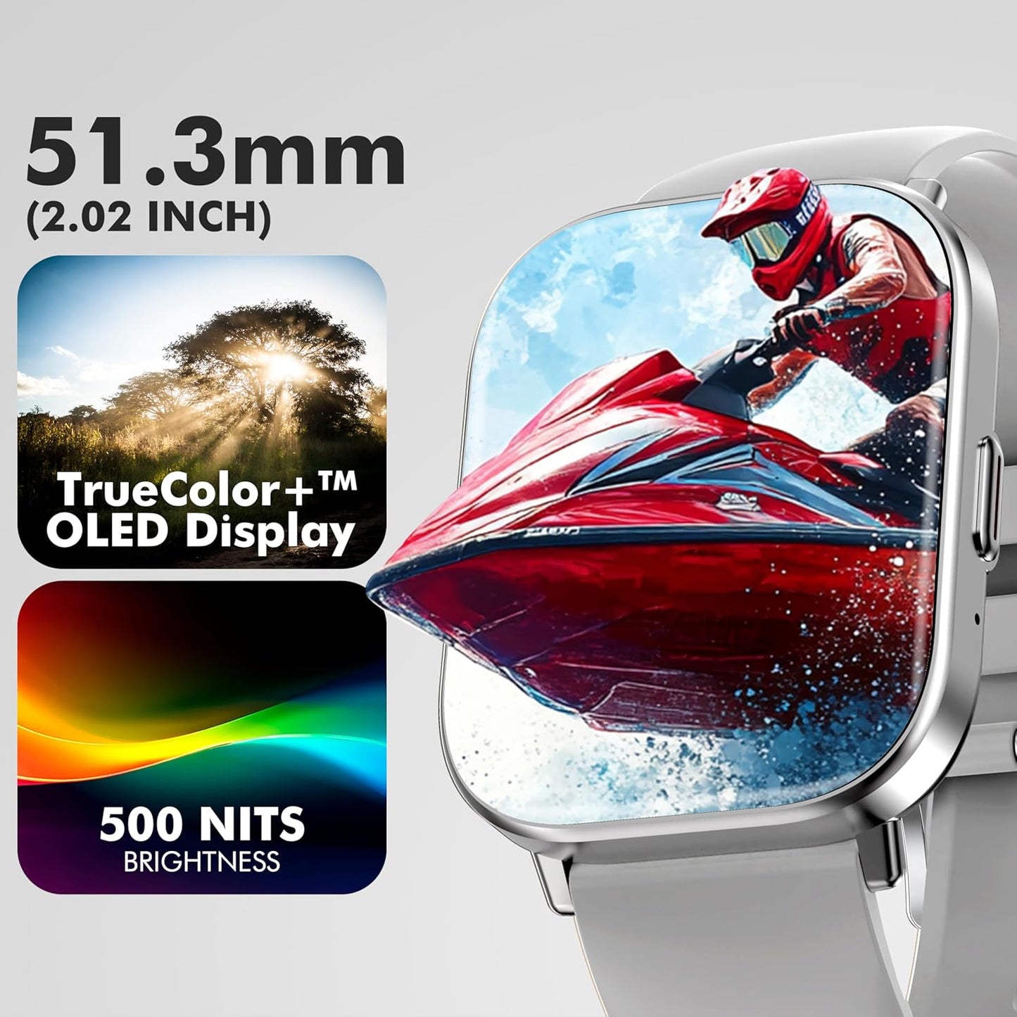 Nervfit Fuel Pro S2 Premium Smartwatch with 2.02" TrueColor+ Display, BT Calling, AI Voice Assistant, Waterproof, Heart Rate & SpO2 Monitoring, and 100+ Sports Modes