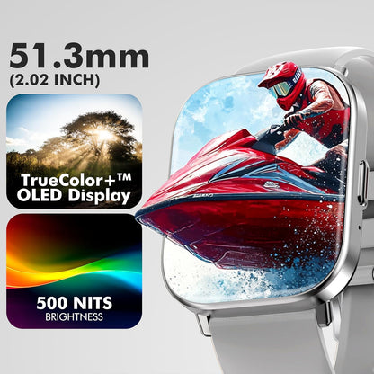 Nervfit Fuel Pro S2 Premium Smartwatch with 2.02" TrueColor+ Display, BT Calling, AI Voice Assistant, Waterproof, Heart Rate & SpO2 Monitoring, and 100+ Sports Modes