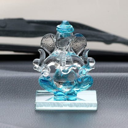 eCraftIndia Purple and Transparent Double Sided Crystal Car Ganesha Showpiece