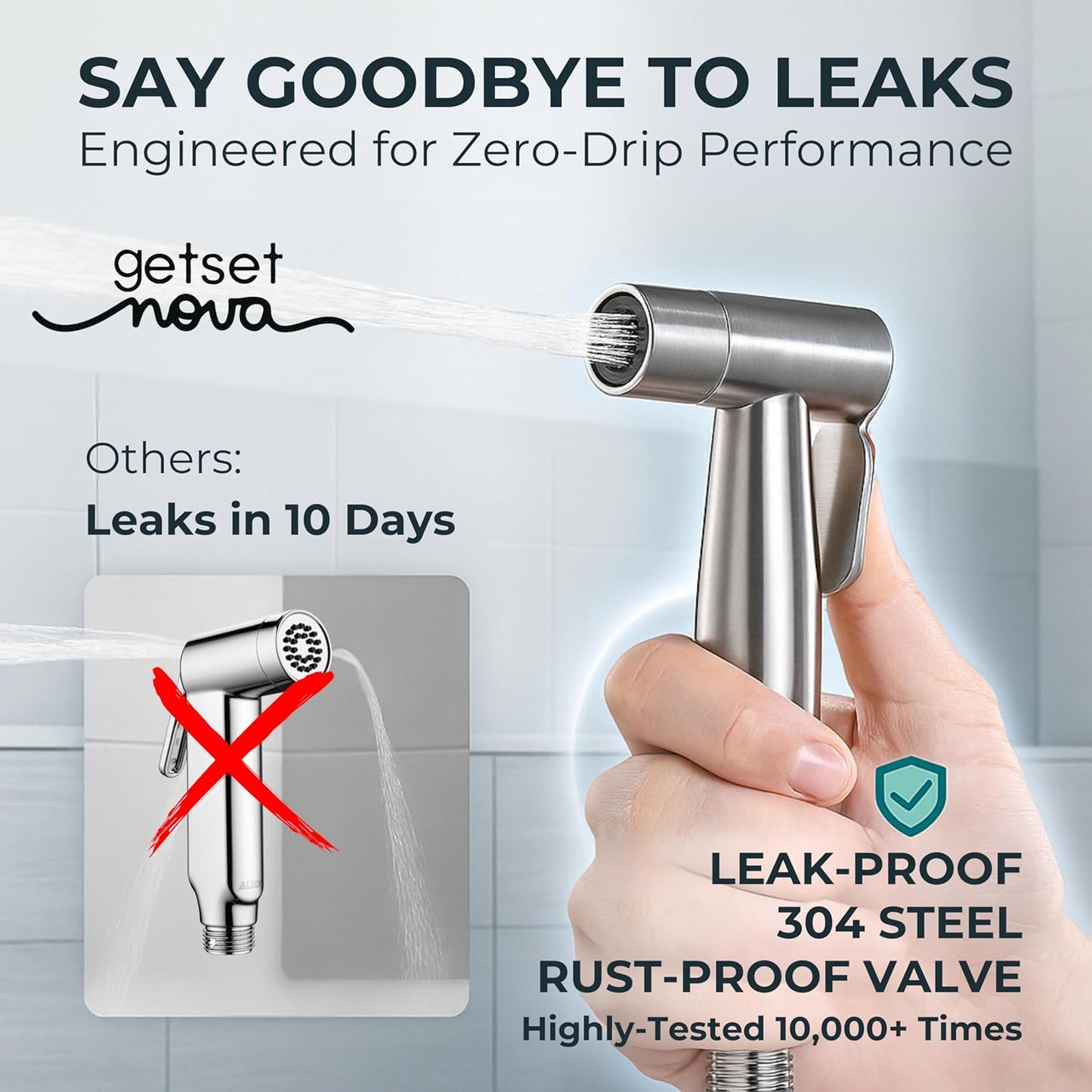 Health Faucet Stainless Steel Jet Spray Gun for Toilet | Silver & Copper Ion Shield Kills 99% Germs | Leak-Proof Bathroom 1 Year Warranty (Jet Spray Only)