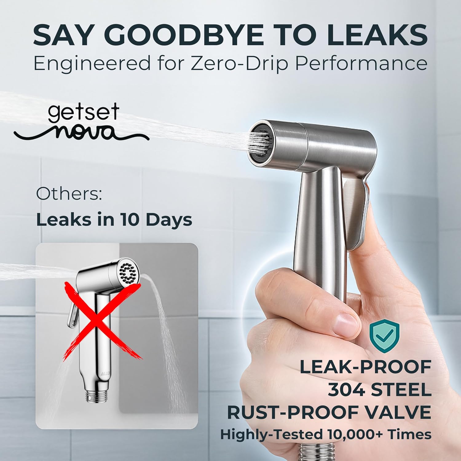 Health Faucet Stainless Steel Jet Spray Gun for Toilet | Silver & Copper Ion Shield Kills 99% Germs | Leak-Proof Bathroom 1 Year Warranty (Jet Spray Only)