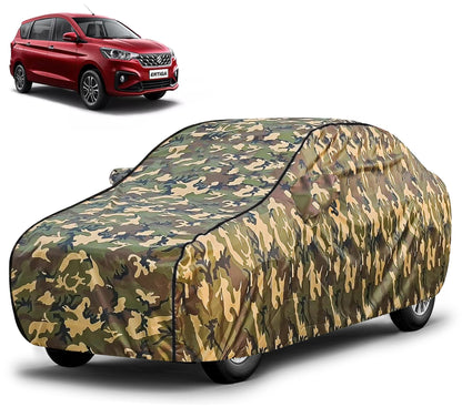 FABTEC Waterproof Premium Car Cover for Maruti Brezza Super Waterproof Car Body Cover Heavy Duty Durable PEVA Grey with Red Piping