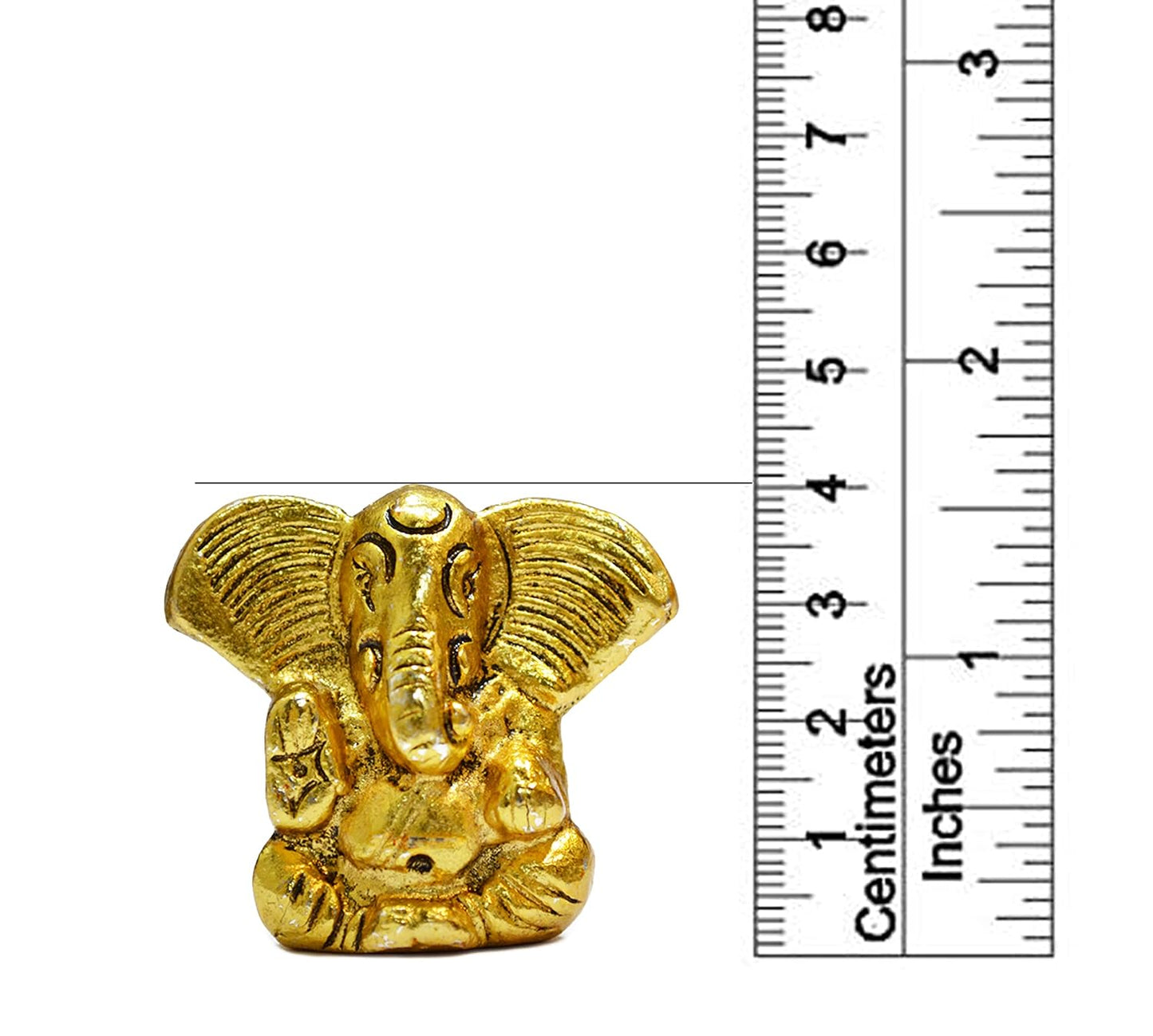 CraftVatika Metal Ganesh Idol for Car Dashboard Small, Handmade Small Ganpati Statue Murti for Home, Office, Tabledesk, Diwali Gift Items (Golden, 4 CM Height)