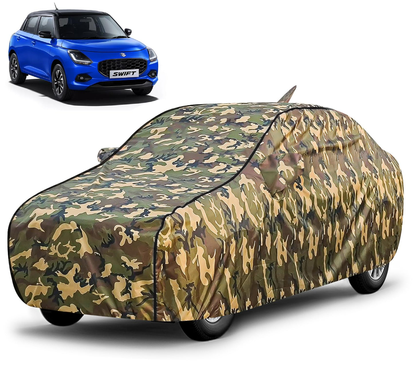 FABTEC Waterproof Premium Car Cover for Maruti Brezza Super Waterproof Car Body Cover Heavy Duty Durable PEVA Grey with Red Piping