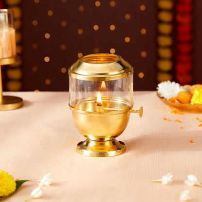 Amazon Brand - Solimo Brass Diya with Single Petals