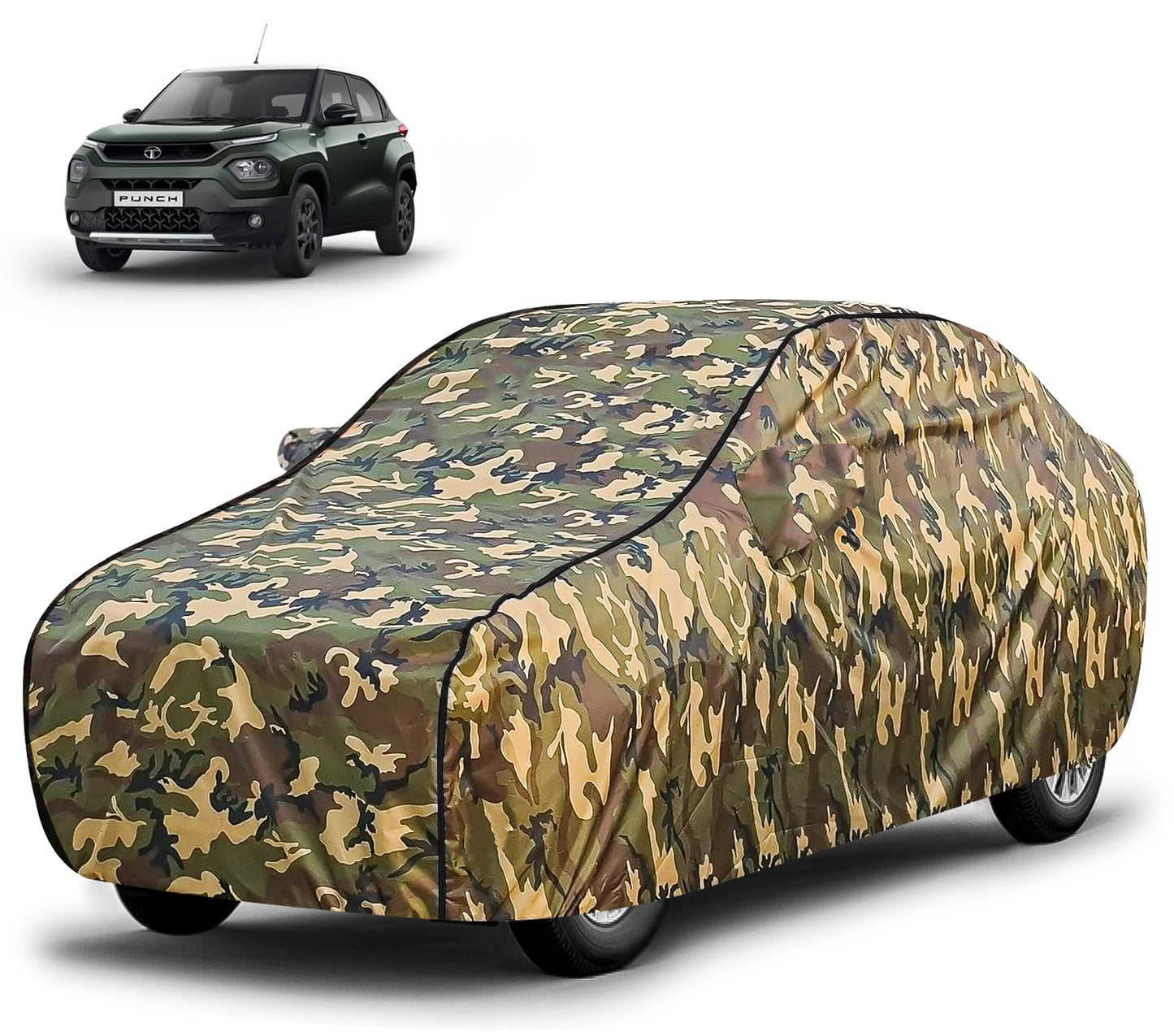 FABTEC Waterproof Premium Car Cover for Maruti Brezza Super Waterproof Car Body Cover Heavy Duty Durable PEVA Grey with Red Piping