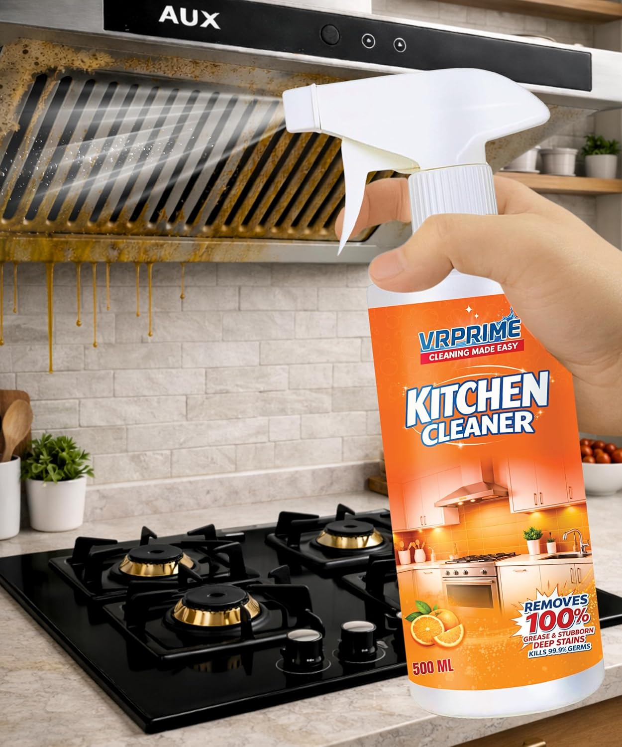 Kitchen Cleaning Spray | Chimney Oven Gas Stove Sink Oil Stain Remover All Purpose Foam Degreaser Spray | Cleaner Spray (PACK OF 1)
