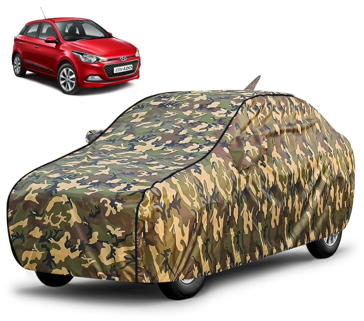 FABTEC Waterproof Premium Car Cover for Maruti Brezza Super Waterproof Car Body Cover Heavy Duty Durable PEVA Grey with Red Piping