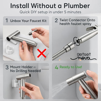 Health Faucet Stainless Steel Jet Spray Gun for Toilet | Silver & Copper Ion Shield Kills 99% Germs | Leak-Proof Bathroom 1 Year Warranty (Jet Spray Only)