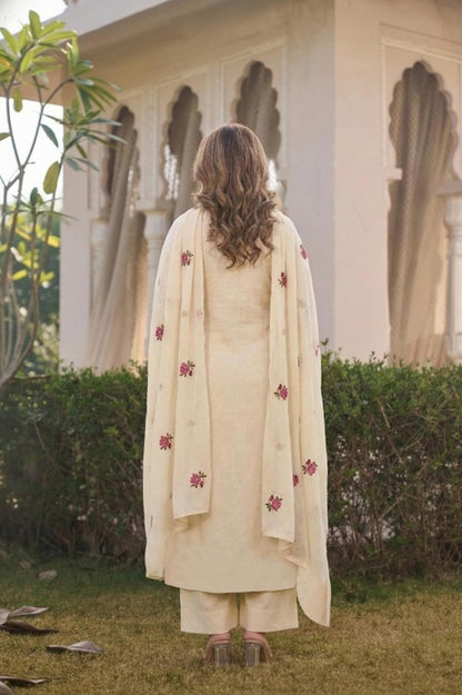 ANNI Designer Kurta Sets for Women Viscose Blend Embroidered | Kurta Palazzo Dupatta Set | Designer Kurti Set for Women | V Neck Full Sleeve Ethnic Suit | Indian Kurta Outfit with Palazzo Pants