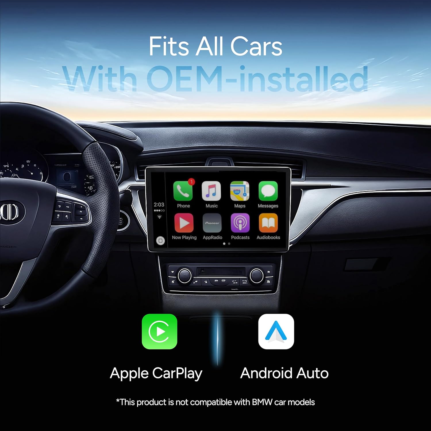 Ambrane 2 in 1 Wireless CarPlay & Android Auto Adapter | Convert Wired to Wire-Less CarPlay/Android-Auto | Plug & Play USB Dongle | Bluetooth 5.4 + Dual-Band Wi-Fi | Works with iPhone & Smartphone