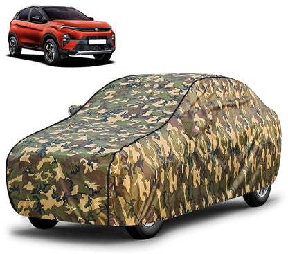 FABTEC Waterproof Premium Car Cover for Maruti Brezza Super Waterproof Car Body Cover Heavy Duty Durable PEVA Grey with Red Piping