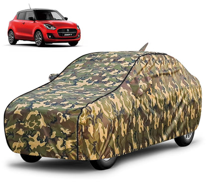 FABTEC Waterproof Premium Car Cover for Maruti Brezza Super Waterproof Car Body Cover Heavy Duty Durable PEVA Grey with Red Piping