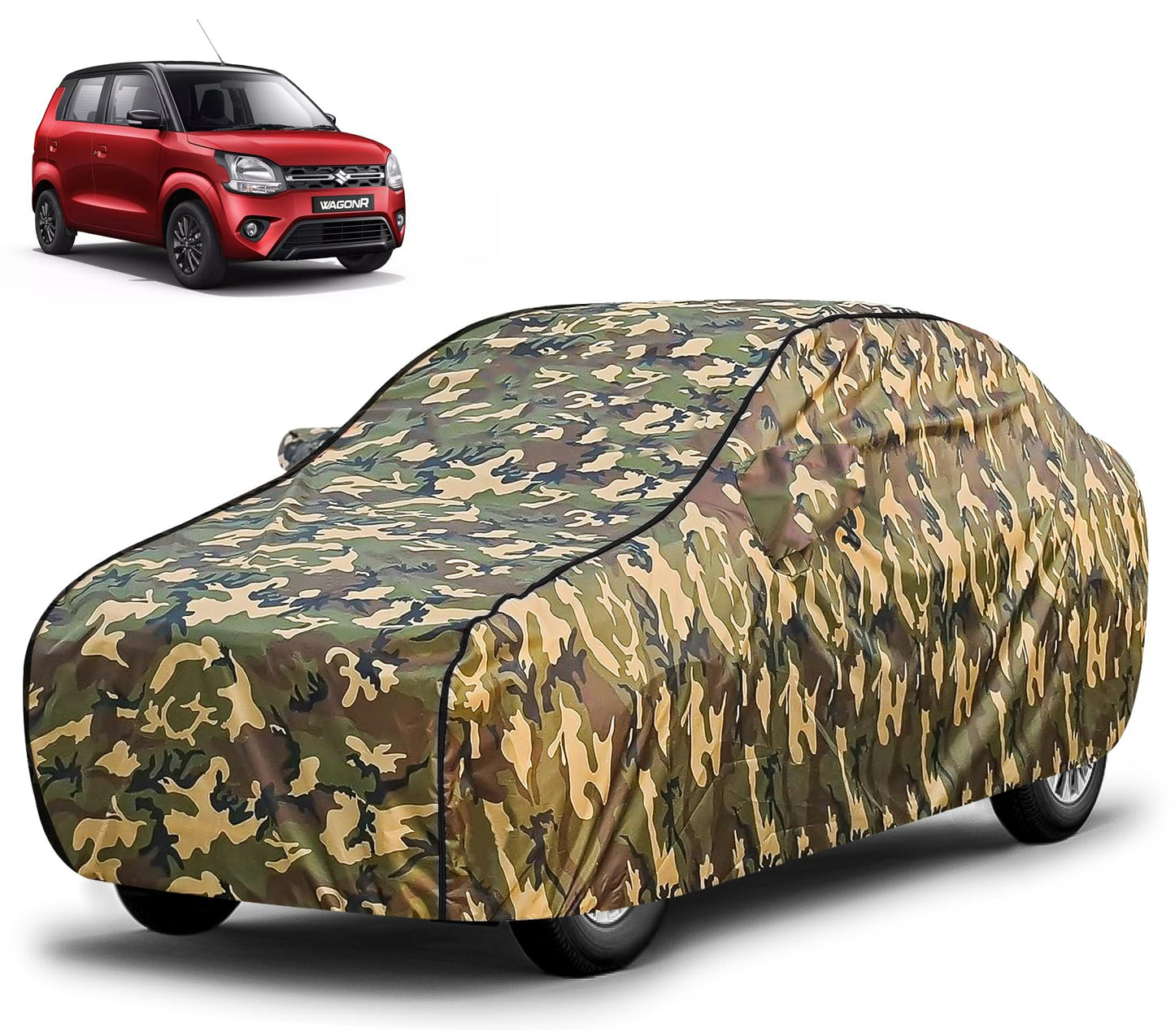 FABTEC Waterproof Premium Car Cover for Maruti Brezza Super Waterproof Car Body Cover Heavy Duty Durable PEVA Grey with Red Piping