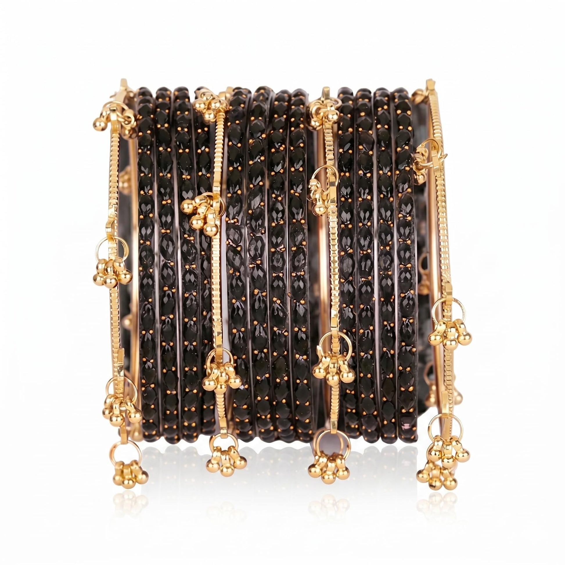 Nakabh Kashmiri Ghangharoo Glass Bangles Set for Women | Light Weight Bangles | Traditional Transparent Fancy Glass Chudi Set for Wedding, Party(Set Of 16)