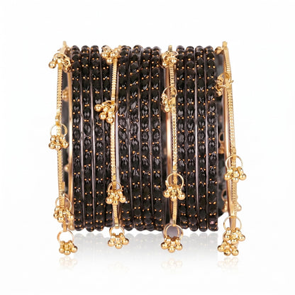 Nakabh Kashmiri Ghangharoo Glass Bangles Set for Women | Light Weight Bangles | Traditional Transparent Fancy Glass Chudi Set for Wedding, Party(Set Of 16)