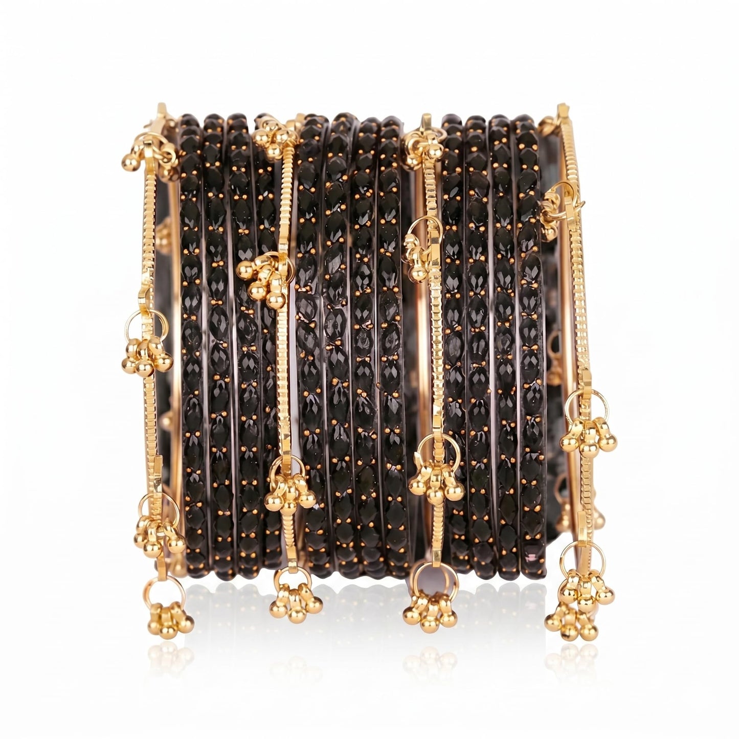 Nakabh Kashmiri Ghangharoo Glass Bangles Set for Women | Light Weight Bangles | Traditional Transparent Fancy Glass Chudi Set for Wedding, Party(Set Of 16)