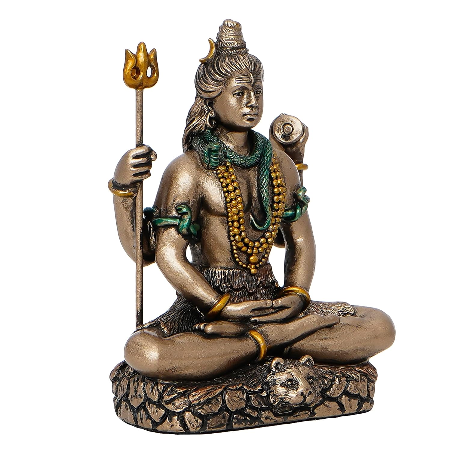 eCraftIndia Brown Resin Meditating Lord Shiva Statue | Lord Shiva Idol for Home Decor Pooja Room Office Car Dashboard | Shiv Murti | Shiv Idol Gift for Diwali Housewarming Maha Shivratri Birthday
