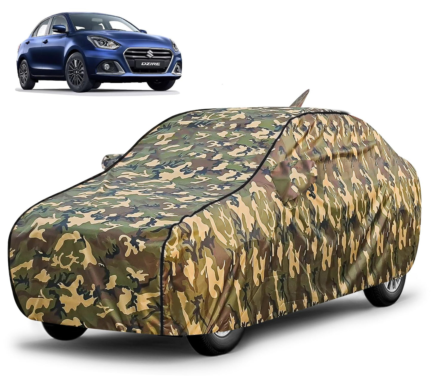 FABTEC Waterproof Premium Car Cover for Maruti Brezza Super Waterproof Car Body Cover Heavy Duty Durable PEVA Grey with Red Piping
