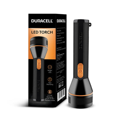 Duracell LED Torch Light, Super Bright, 12000 LUX, Ultra-Light and Easy to Carry Design, Large Reflector, for Everyday Use, 3AA Batteries Free, Black