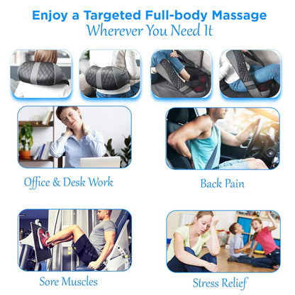 Dr Physio USA 1047 Shiatsu Electric Neck and Back Massager Machine with Infrared Kneading Nodes for Cervical Neck, Shoulder, Back & Body Muscle Pain Relief